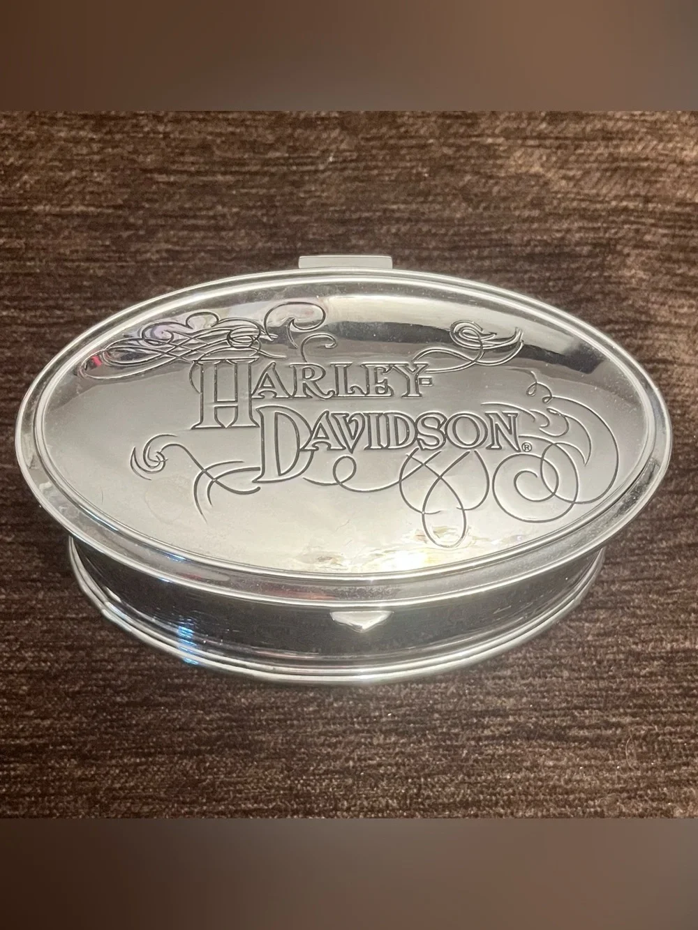 Harley-Davidson Silver Decorative Oval Trinket Box